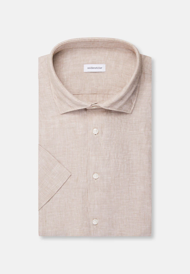 Shaped Chemise en lin Uni in Beige |  Seidensticker Onlineshop