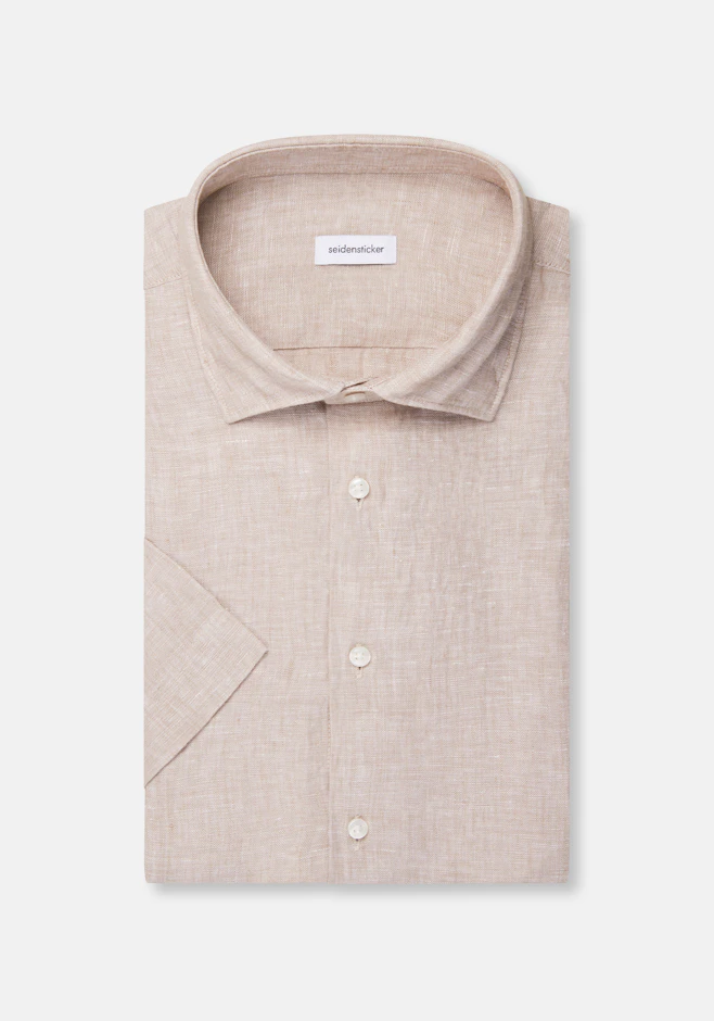 Shaped Chemise en lin Uni dans Beige | Boutique en ligne Seidensticker