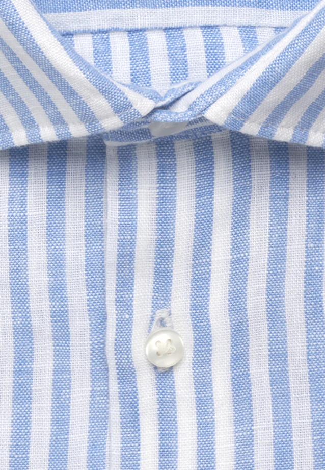 Shaped Linen shirt Stripes in Mittelblau |  Seidensticker Onlineshop