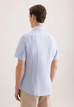 Shaped Linen shirt Stripes in Mittelblau |  Seidensticker Onlineshop