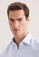 Shaped Linen shirt Stripes in Mittelblau |  Seidensticker Onlineshop