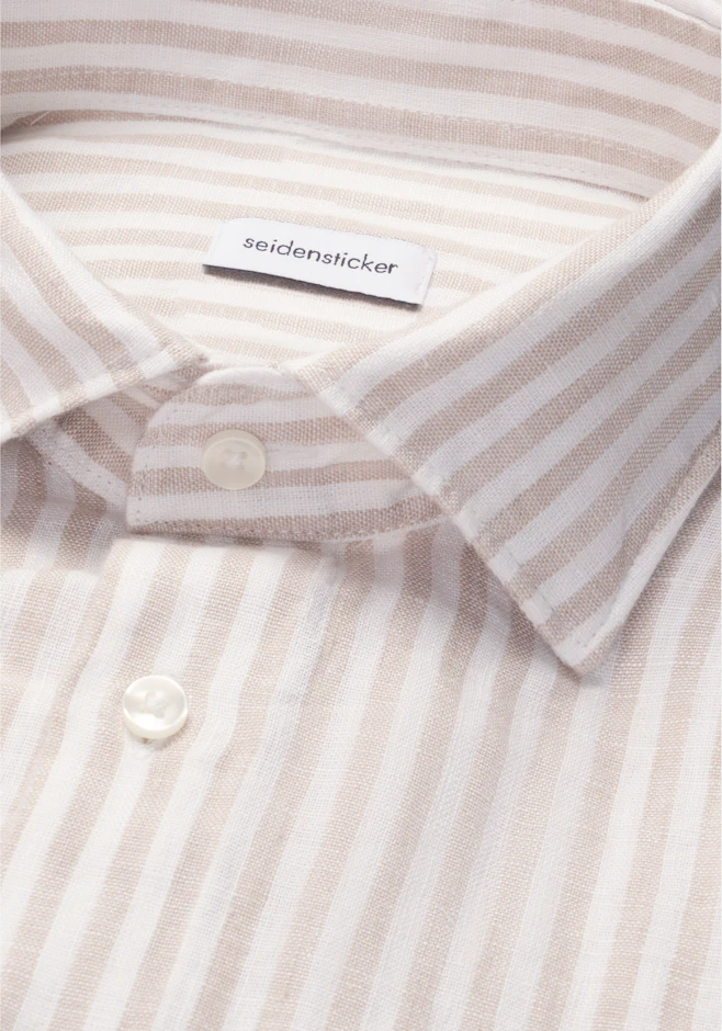 Shaped Leinenhemd Gestreift in Beige | Seidensticker Onlineshop