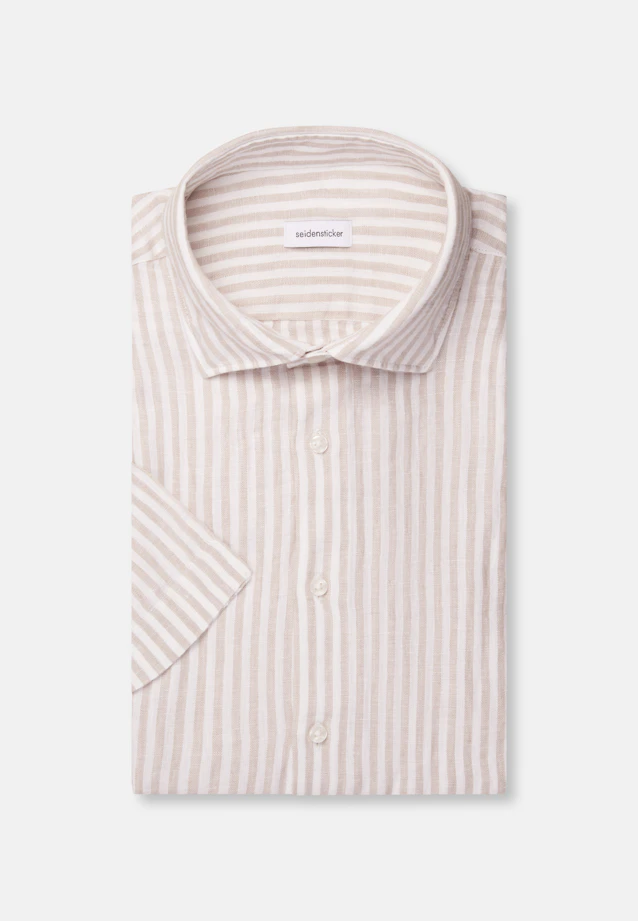 Shaped Chemise en lin Rayures in Beige |  Seidensticker Onlineshop