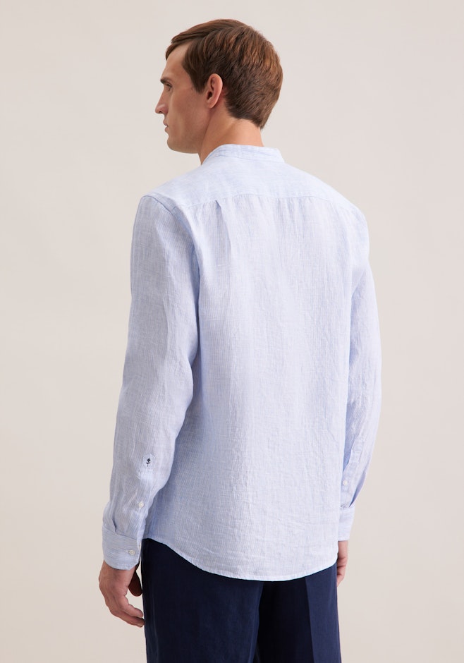 Regular Chemise en lin Rayures dans Bleu Moyen | Boutique en ligne Seidensticker