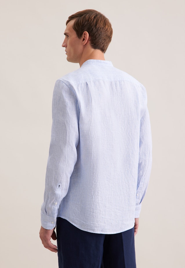 Regular Leinenhemd Gestreift in Mittelblau |  Seidensticker Onlineshop