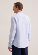 Regular Leinenhemd Gestreift in Mittelblau |  Seidensticker Onlineshop