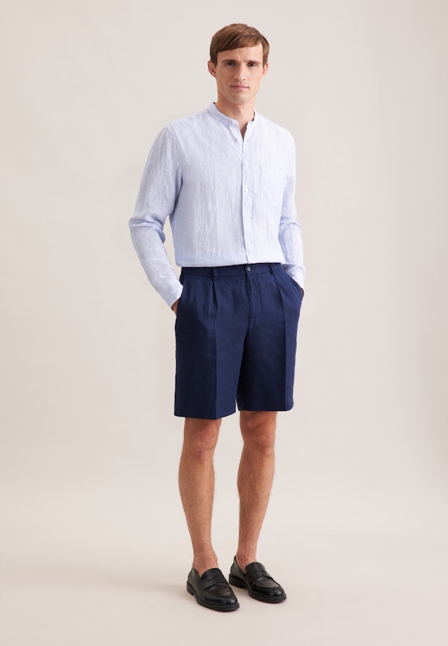 Regular Leinenhemd Gestreift in Mittelblau |  Seidensticker Onlineshop