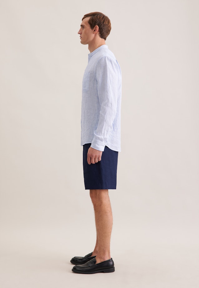 Regular Leinenhemd Gestreift in Mittelblau |  Seidensticker Onlineshop