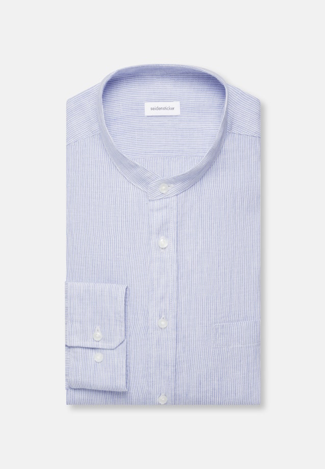 Regular Leinenhemd Gestreift in Mittelblau |  Seidensticker Onlineshop