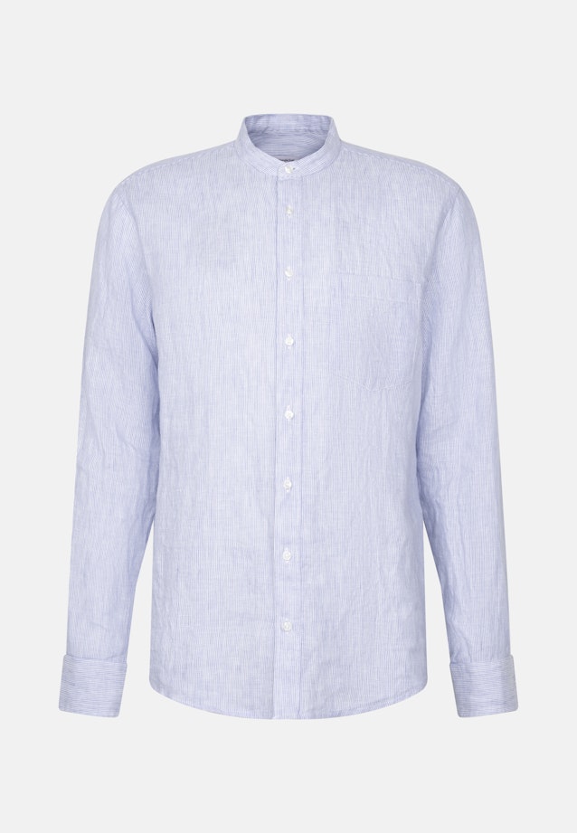 Regular Leinenhemd Gestreift in Mittelblau |  Seidensticker Onlineshop