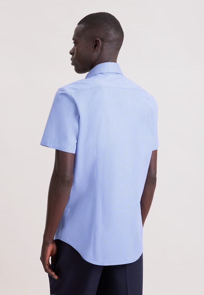 Slim Business Hemd Druck in Mittelblau | Seidensticker Onlineshop