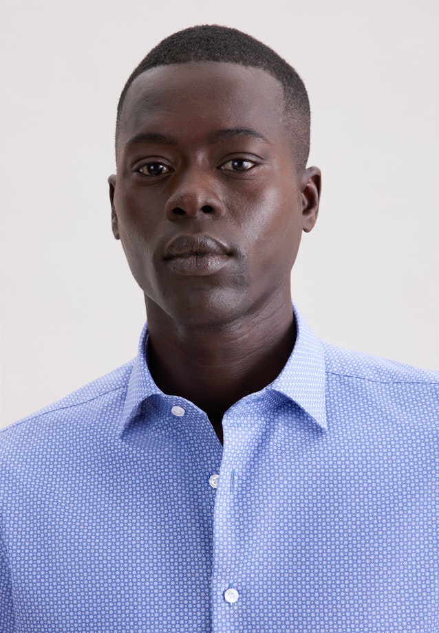 Slim Business Hemd Druck in Mittelblau |  Seidensticker Onlineshop