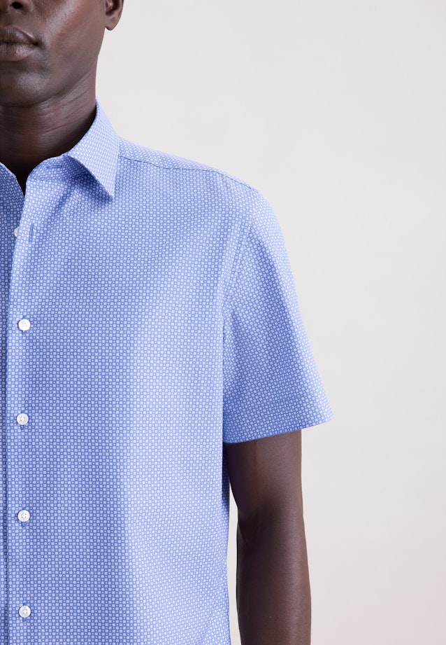 Slim Business Hemd Druck in Mittelblau |  Seidensticker Onlineshop