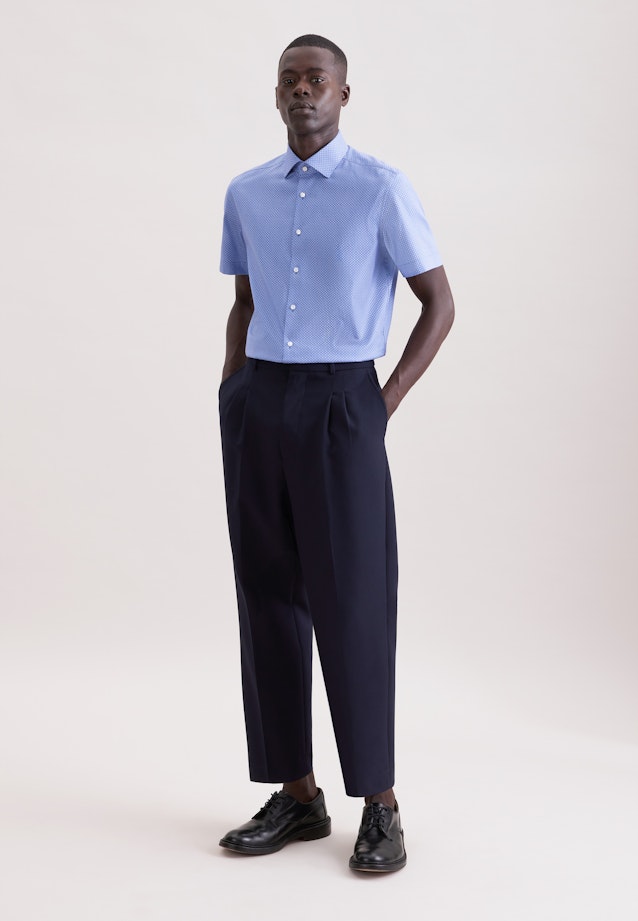 Slim Business Hemd Druck in Mittelblau |  Seidensticker Onlineshop