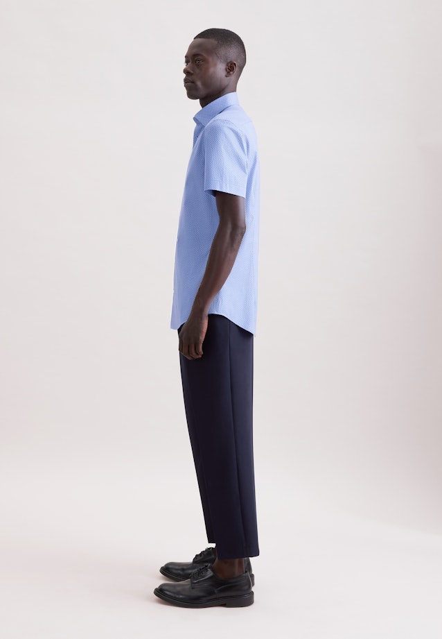 Slim Business Hemd Druck in Mittelblau |  Seidensticker Onlineshop