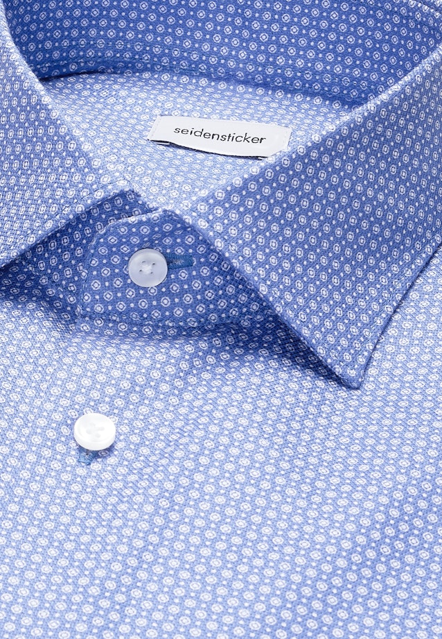 Slim Business Hemd Druck in Mittelblau |  Seidensticker Onlineshop
