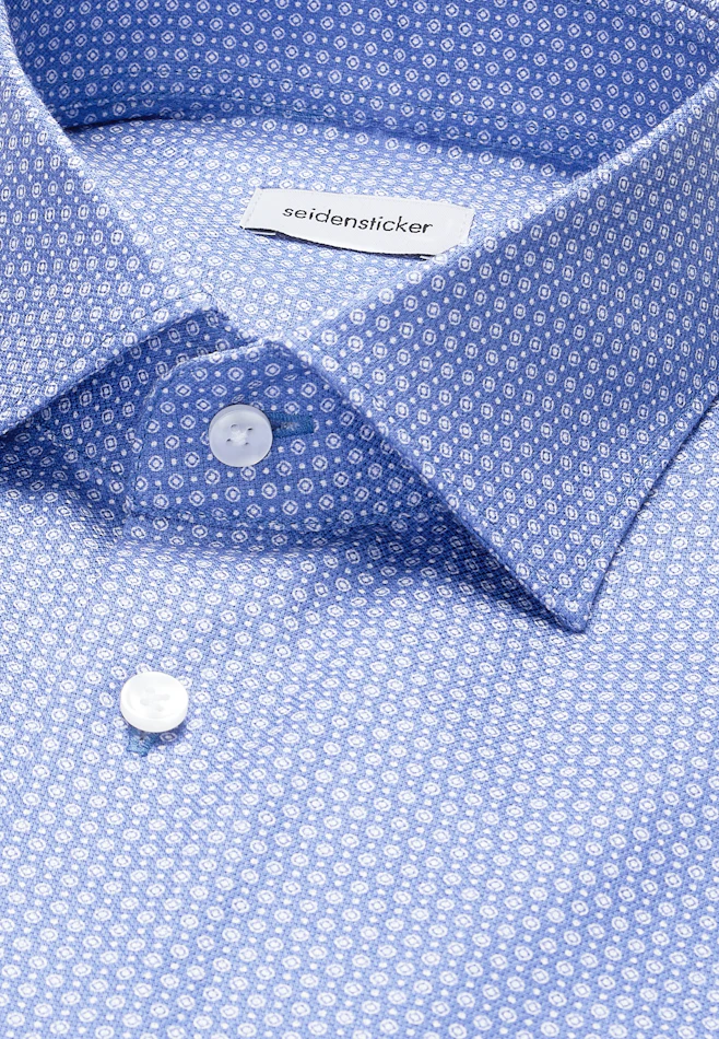 Slim Business Hemd Druck in Mittelblau | Seidensticker Onlineshop