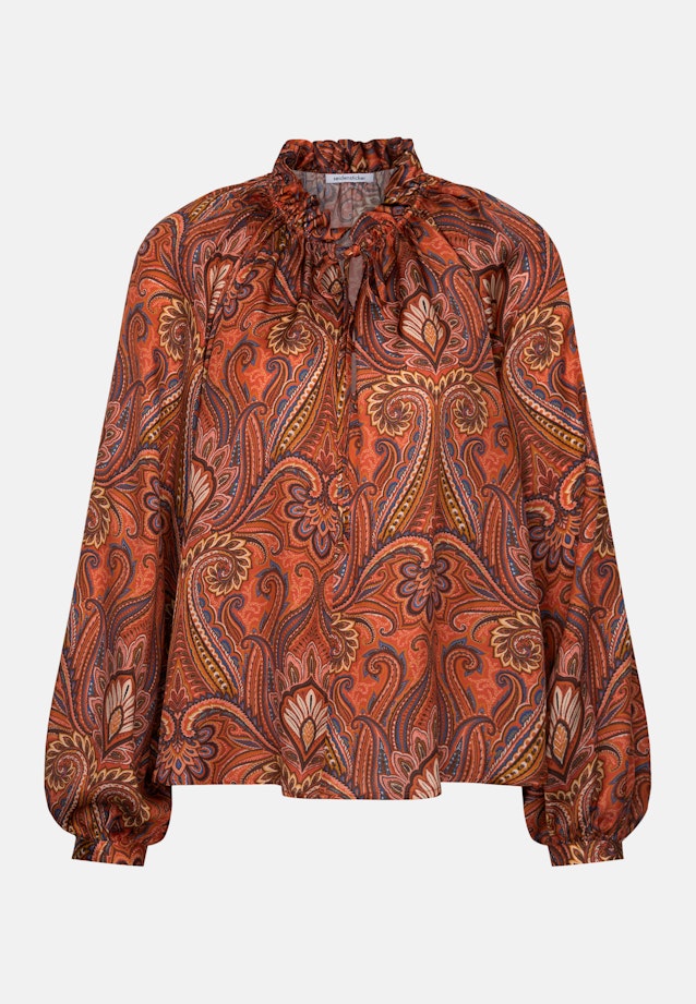 Satinierte Rüschenbluse mit Bindeband in Orange |  Seidensticker Onlineshop