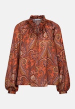 Satinierte Rüschenbluse mit Bindeband in Orange |  Seidensticker Onlineshop