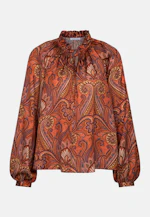 Satinierte Rüschenbluse mit Bindeband in Orange |  Seidensticker Onlineshop