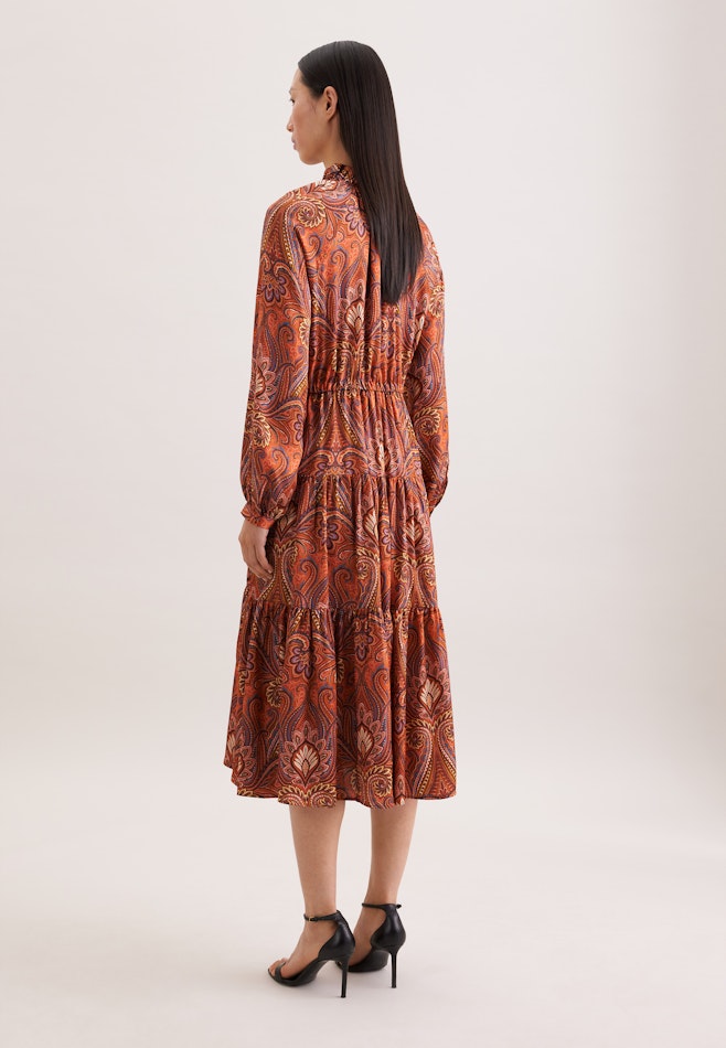 Satiniertes Rüschenkleid mit Stufen dans Orange | Boutique en ligne Seidensticker