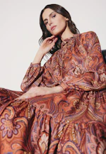 Satiniertes Rüschenkleid mit Stufen in Orange |  Seidensticker Onlineshop