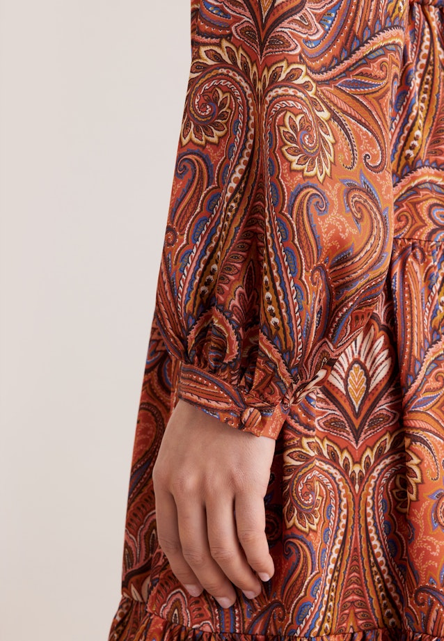 Satiniertes Rüschenkleid mit Stufen in Orange |  Seidensticker Onlineshop