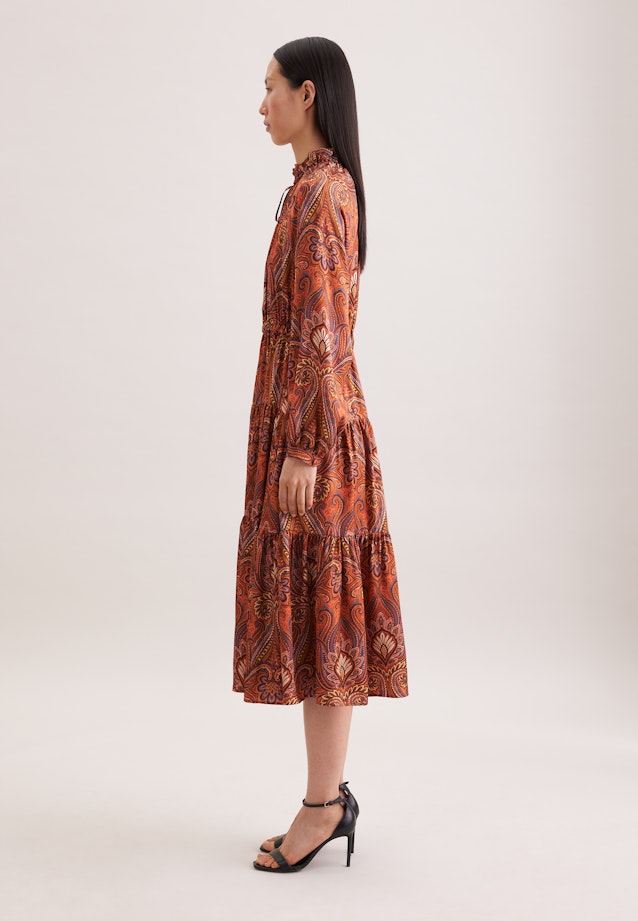 Satiniertes Rüschenkleid mit Stufen in Orange |  Seidensticker Onlineshop