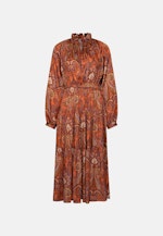 Satiniertes Rüschenkleid mit Stufen in Orange |  Seidensticker Onlineshop