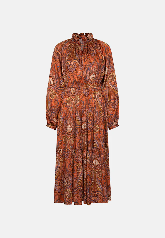 Satiniertes Rüschenkleid mit Stufen in Orange |  Seidensticker Onlineshop