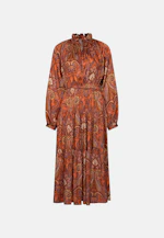 Satiniertes Rüschenkleid mit Stufen in Orange |  Seidensticker Onlineshop