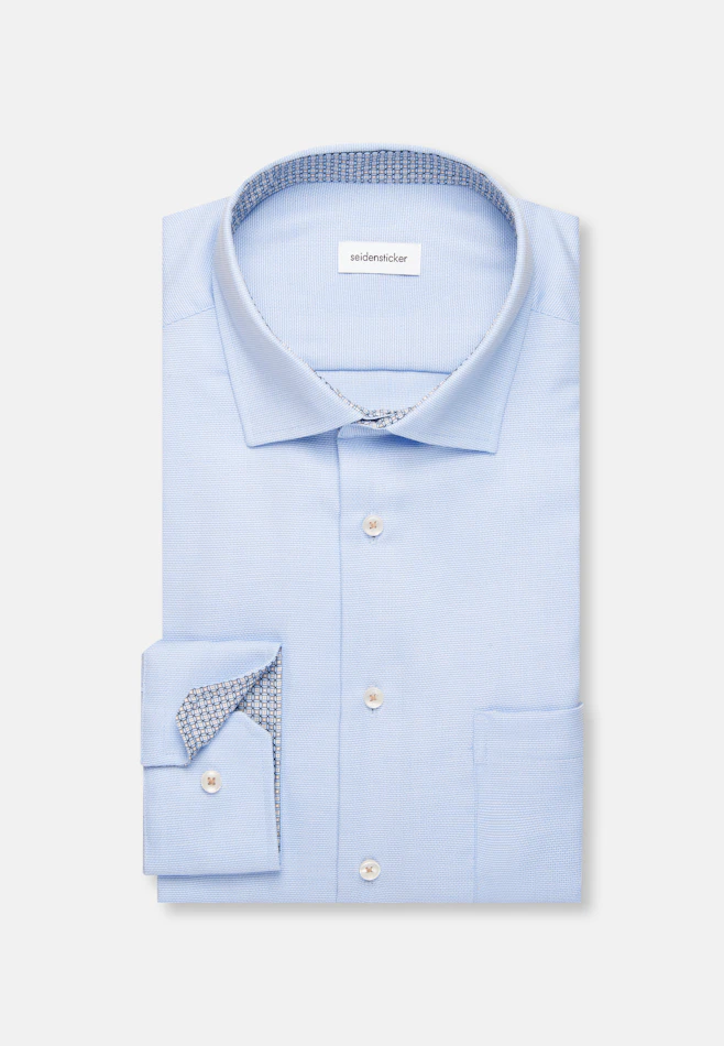 Regular Chemise d'affaires Structure dans Bleu Moyen | Boutique en ligne Seidensticker