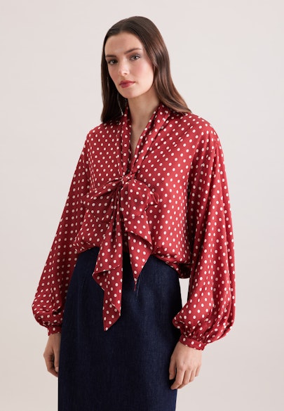 Schluppenbluse mit Tupfenprint in Rot |  Seidensticker Onlineshop