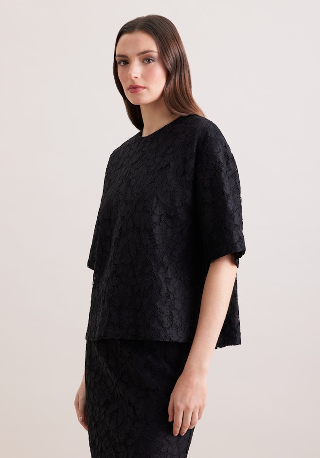Oversized Shirt aus Spitze in Schwarz | Seidensticker Onlineshop