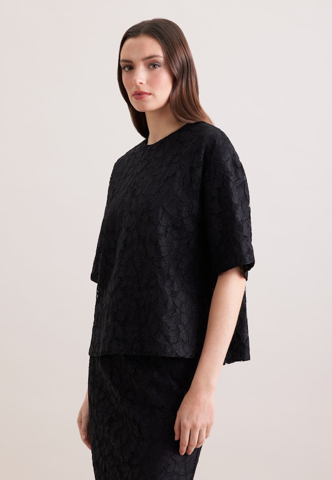 Oversized Shirt aus Spitze in Schwarz | Seidensticker Onlineshop