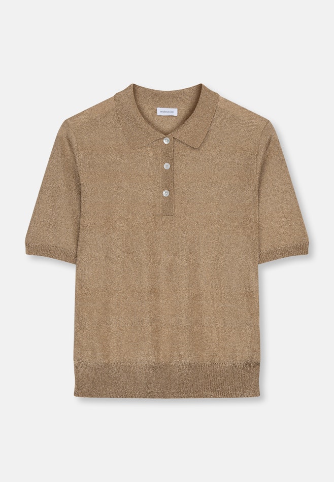 Feinstrick Poloshirt aus Metallic Garn dans Gold | Boutique en ligne Seidensticker