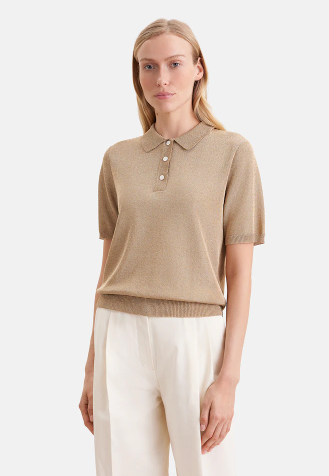 Feinstrick Poloshirt aus Metallic Garn in Gold | Seidensticker Onlineshop