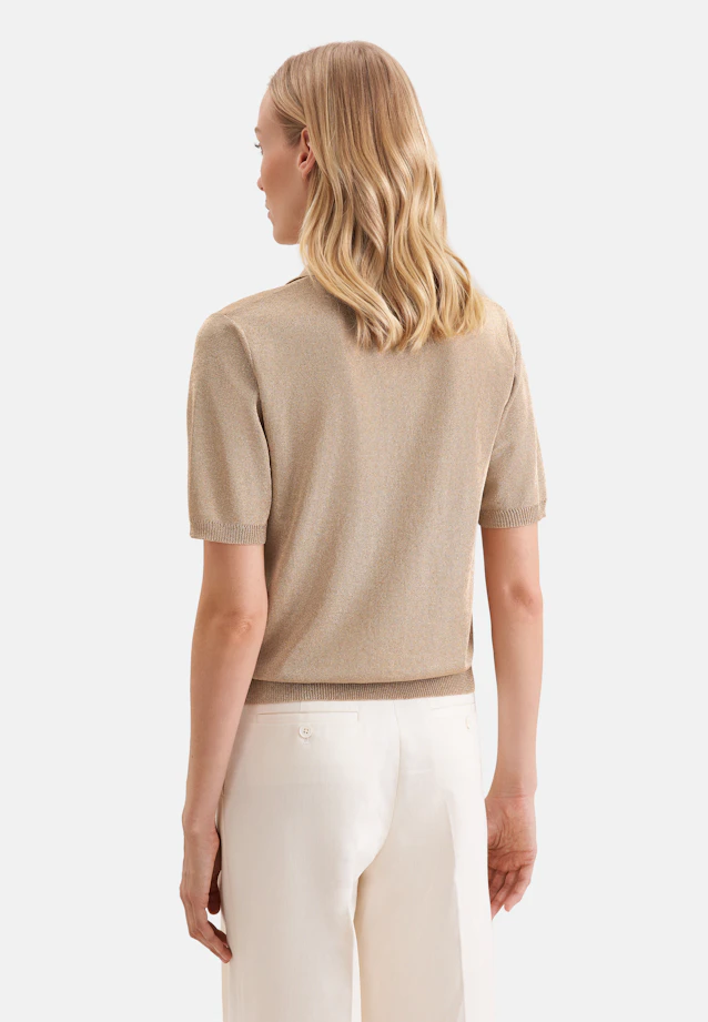 Fine knit polo shirt made of metallic yarn in Gold |  Seidensticker Onlineshop