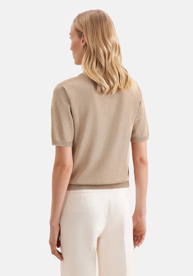 Feinstrick Poloshirt aus Metallic Garn in Gold | Seidensticker Onlineshop