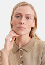 Fine knit polo shirt made of metallic yarn in Gold |  Seidensticker Onlineshop