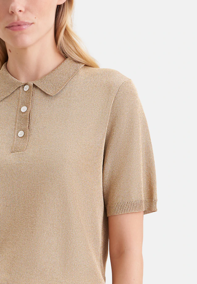 Fine knit polo shirt made of metallic yarn in Gold |  Seidensticker Onlineshop