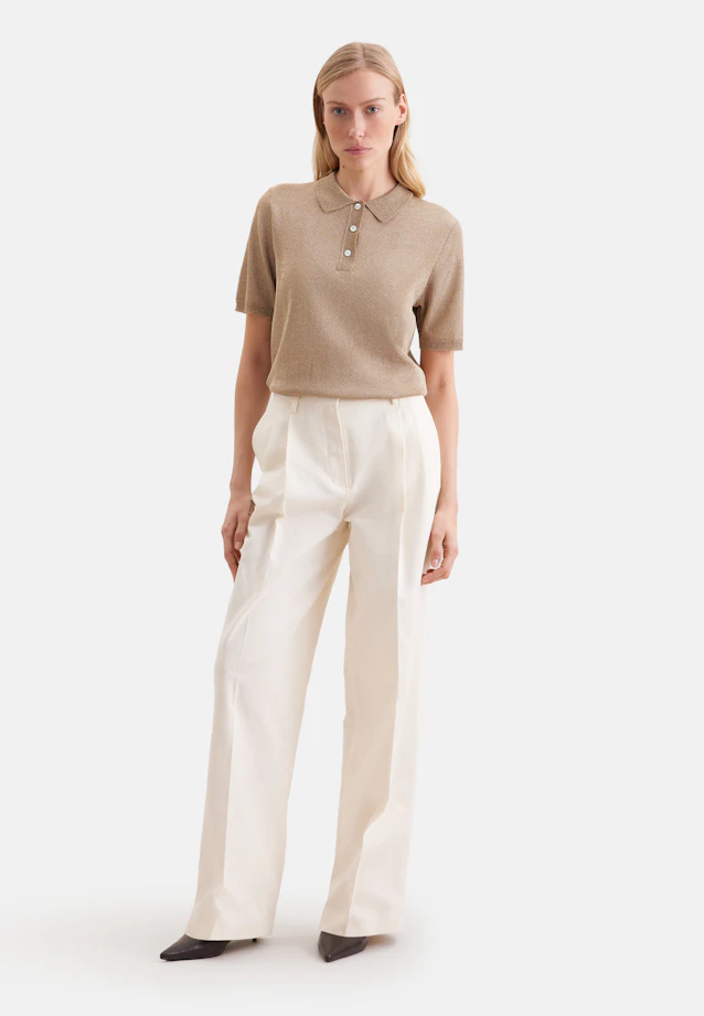 Fine knit polo shirt made of metallic yarn in Gold |  Seidensticker Onlineshop