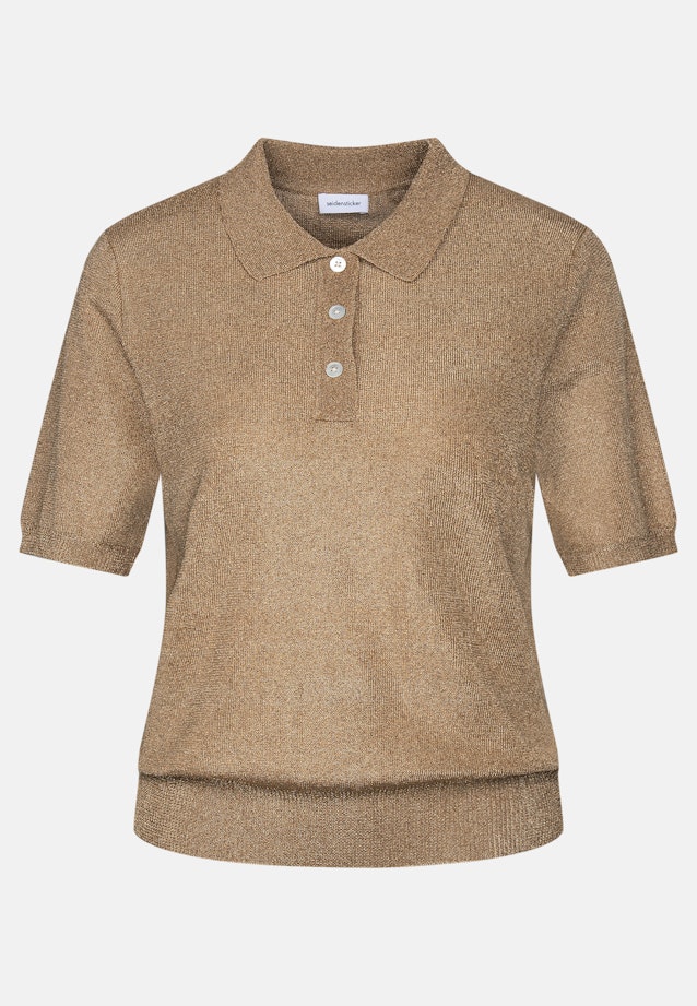 Feinstrick Poloshirt aus Metallic Garn in Gold |  Seidensticker Onlineshop