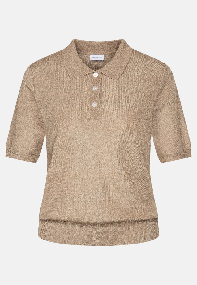 Fine knit polo shirt made of metallic yarn in Gold |  Seidensticker Onlineshop