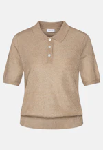 Fine knit polo shirt made of metallic yarn in Gold |  Seidensticker Onlineshop