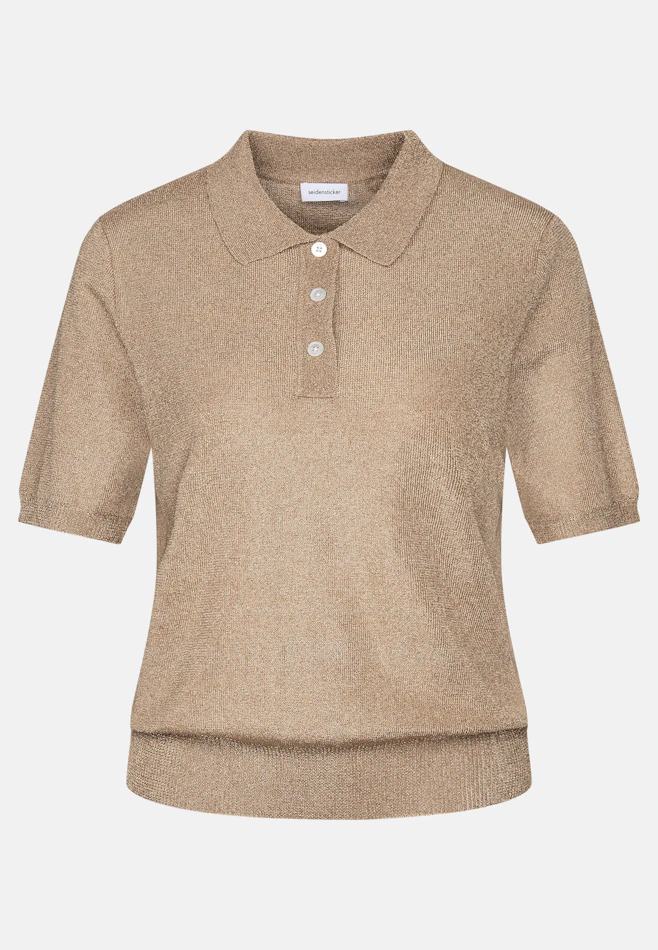 Feinstrick Poloshirt aus Metallic Garn in Gold | Seidensticker Onlineshop