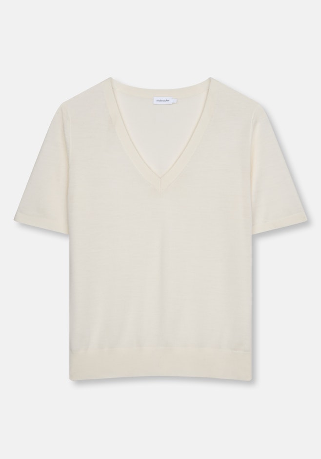 V- Neck Feinstrickpullover aus Wolle und Seide in Ecru | Seidensticker Onlineshop