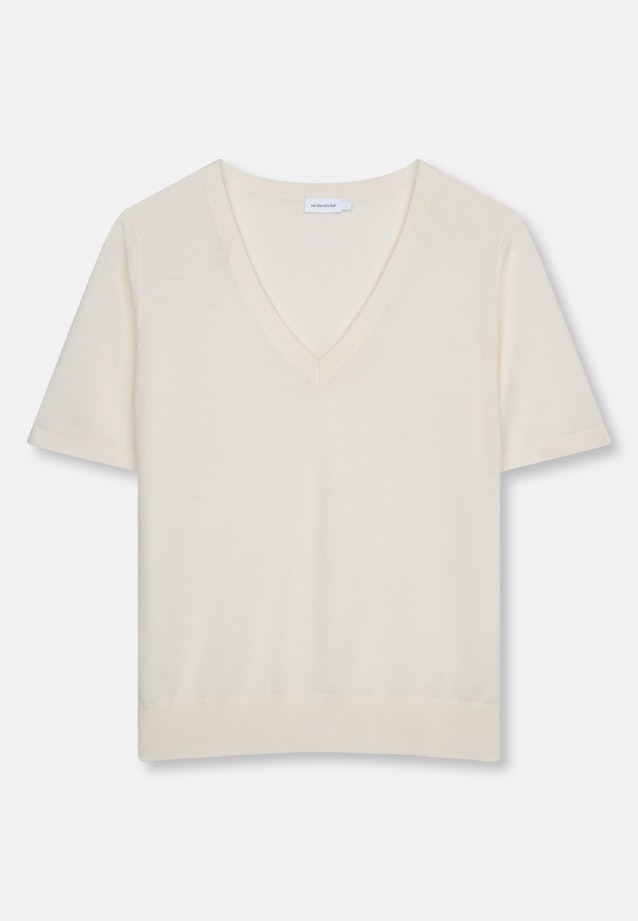 V- Neck Feinstrickpullover aus Wolle und Seide in Ecru |  Seidensticker Onlineshop