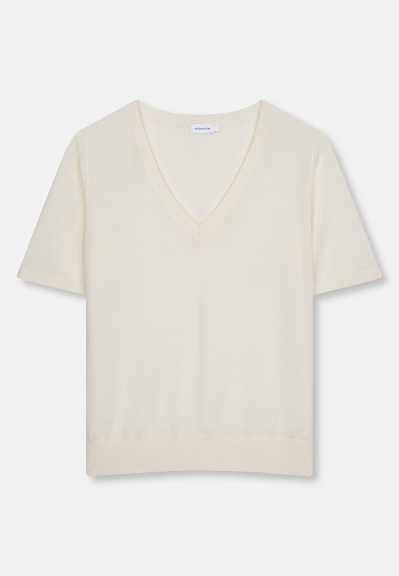 V- Neck Feinstrickpullover aus Wolle und Seide