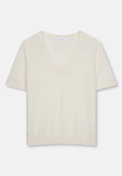 V- Neck Feinstrickpullover aus Wolle und Seide in Ecru |  Seidensticker Onlineshop